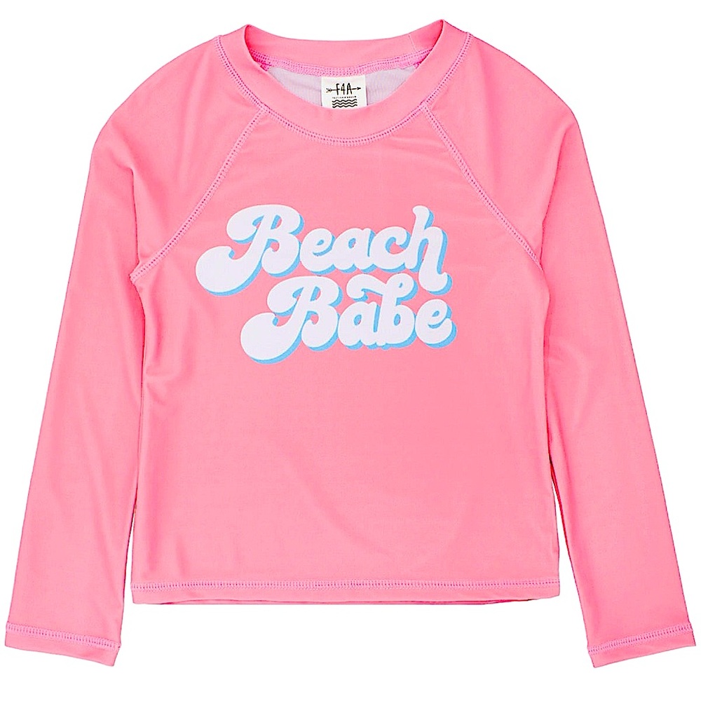 FEATHER 4 ARROW | Girls’ Beach Babe UPF50+ Rash Guard Top - Flamingo Pink | 2T
